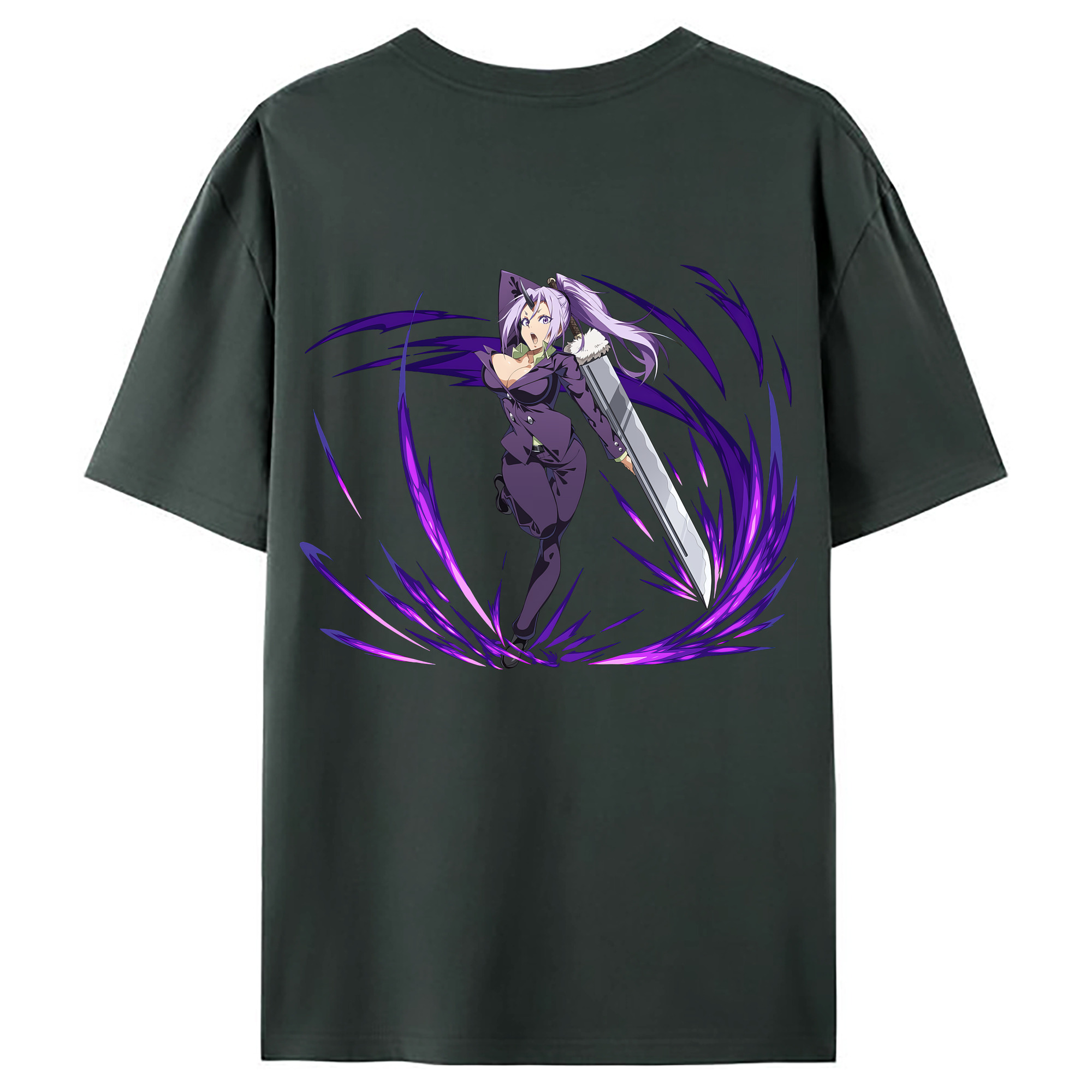 （画像用） 転スラ Regarding Reincarnated to Slime 綿100％ メンズ半袖Tシャツ（バックプリント） 通気性